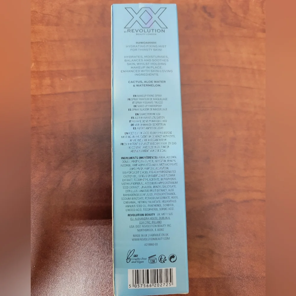 Xx By Revolution Hydra Fixx Hydrating Fixing Mist 3.38 NIB